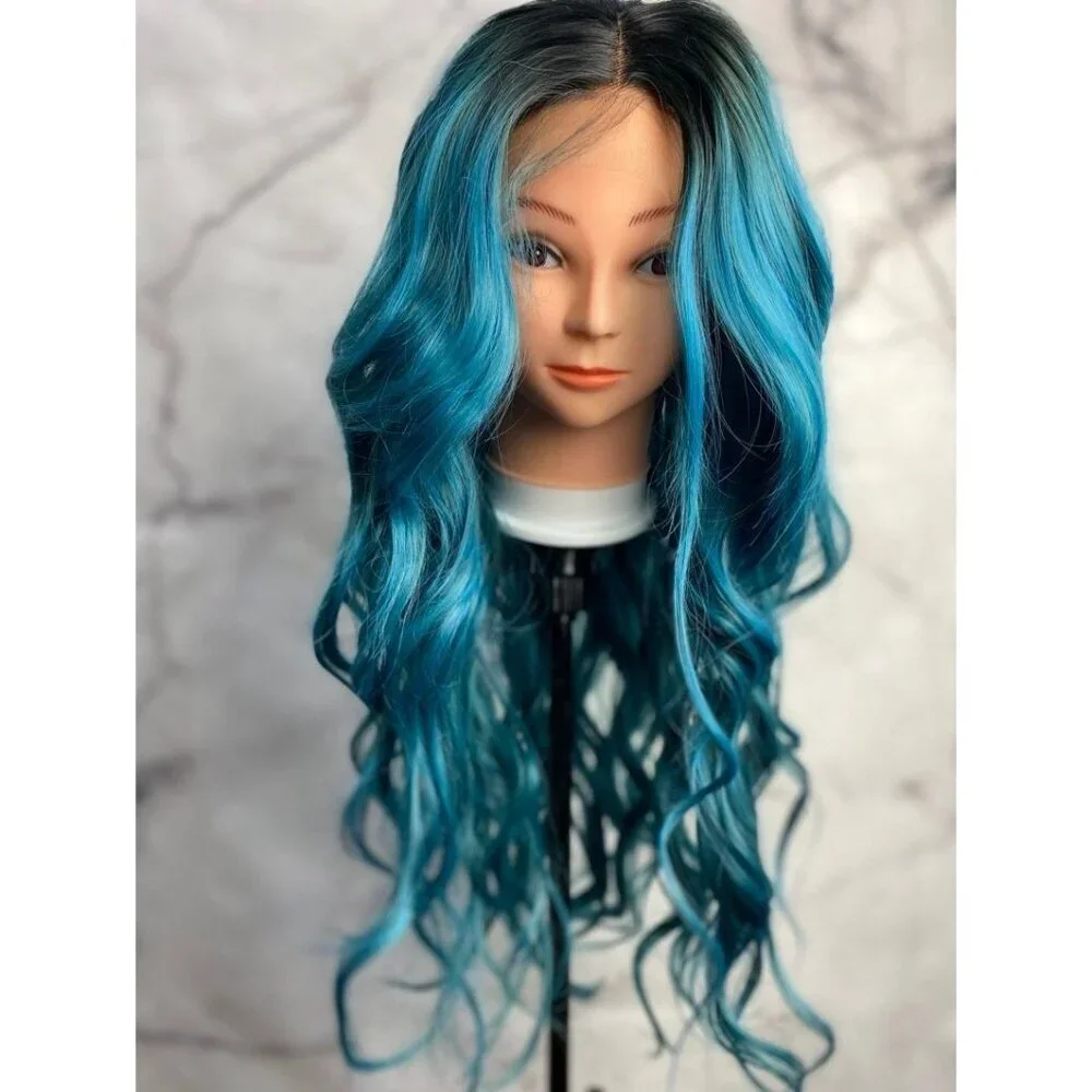 Ombre Blue Wig,Lace Front Wig